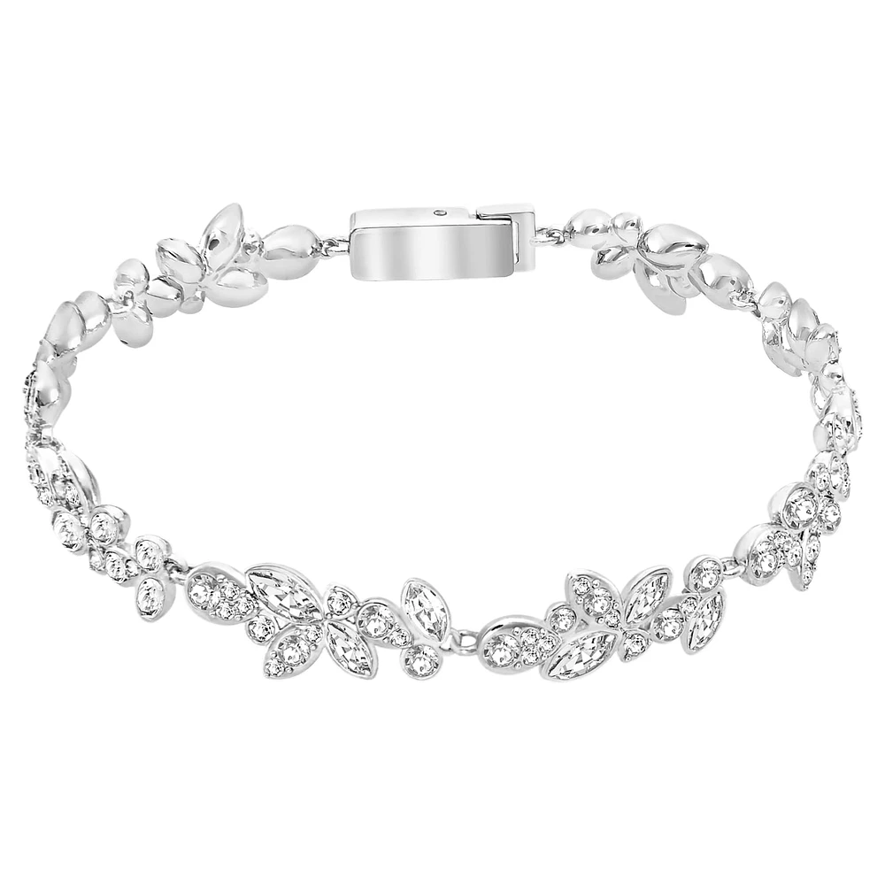 Diapason bracelet, Mixed cuts, White, Rhodium plated by SWAROVSKI