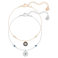 Crystal Wishes bracelet, Set (2), Evil eye, Blue, Mixed metal finish by SWAROVSKI