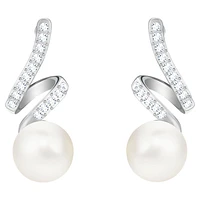 Gabriella drop earrings, White, Rhodium plated by SWAROVSKI