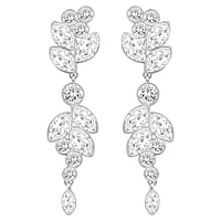 Diapason drop earrings, Mixed cuts, White, Rhodium plated by SWAROVSKI