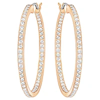 Sommerset hoop earrings, White, Rose gold-tone plated by SWAROVSKI