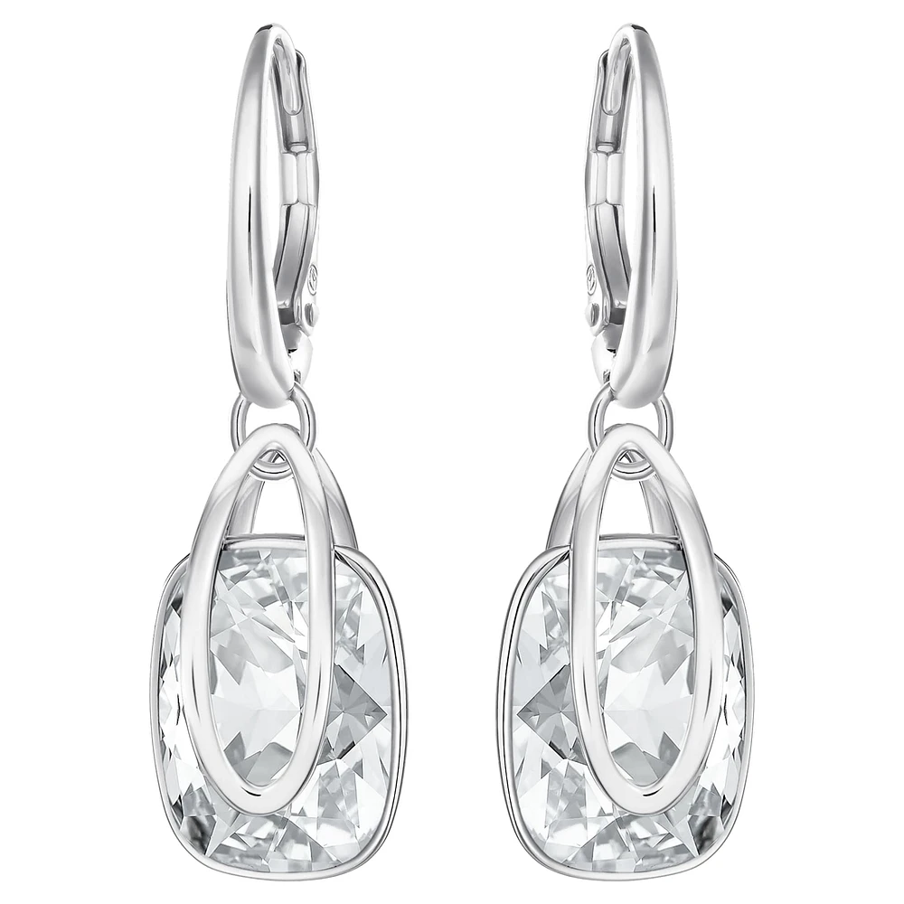 Holding drop earrings, White, Rhodium plated by SWAROVSKI