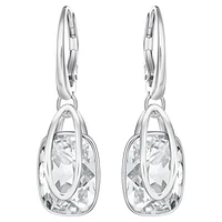Holding drop earrings, White, Rhodium plated by SWAROVSKI