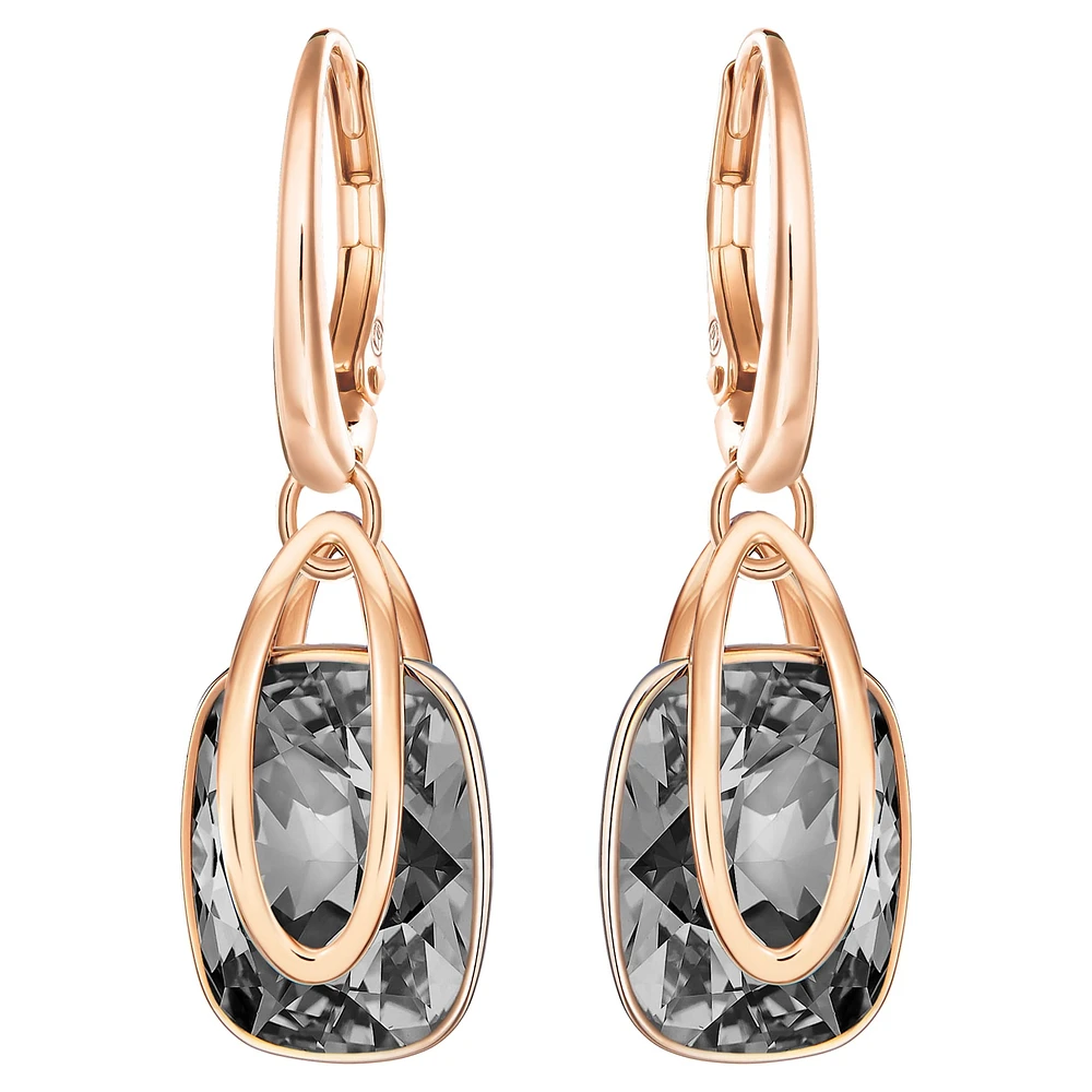 Holding drop earrings, Grey, Rose gold-tone plated by SWAROVSKI