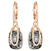Holding drop earrings, Grey, Rose gold-tone plated by SWAROVSKI