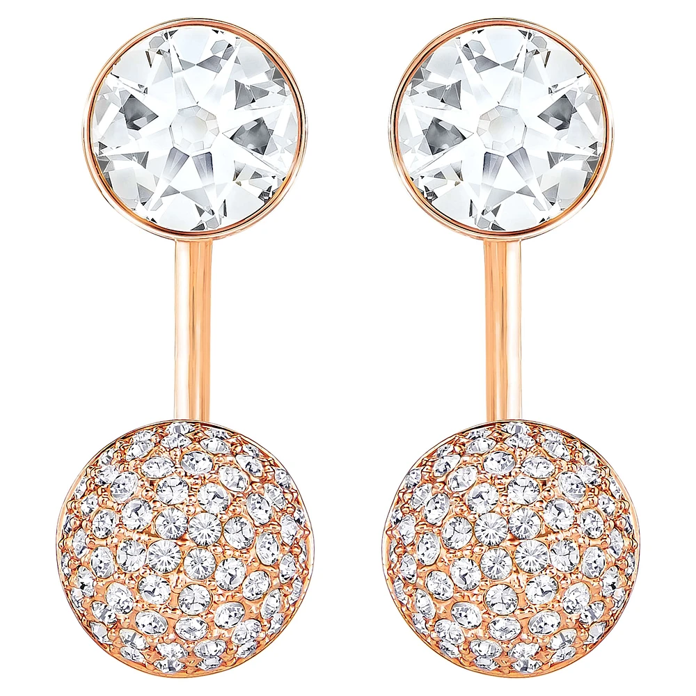 Forward earring jackets, Round cut, White, Rose gold-tone plated by SWAROVSKI