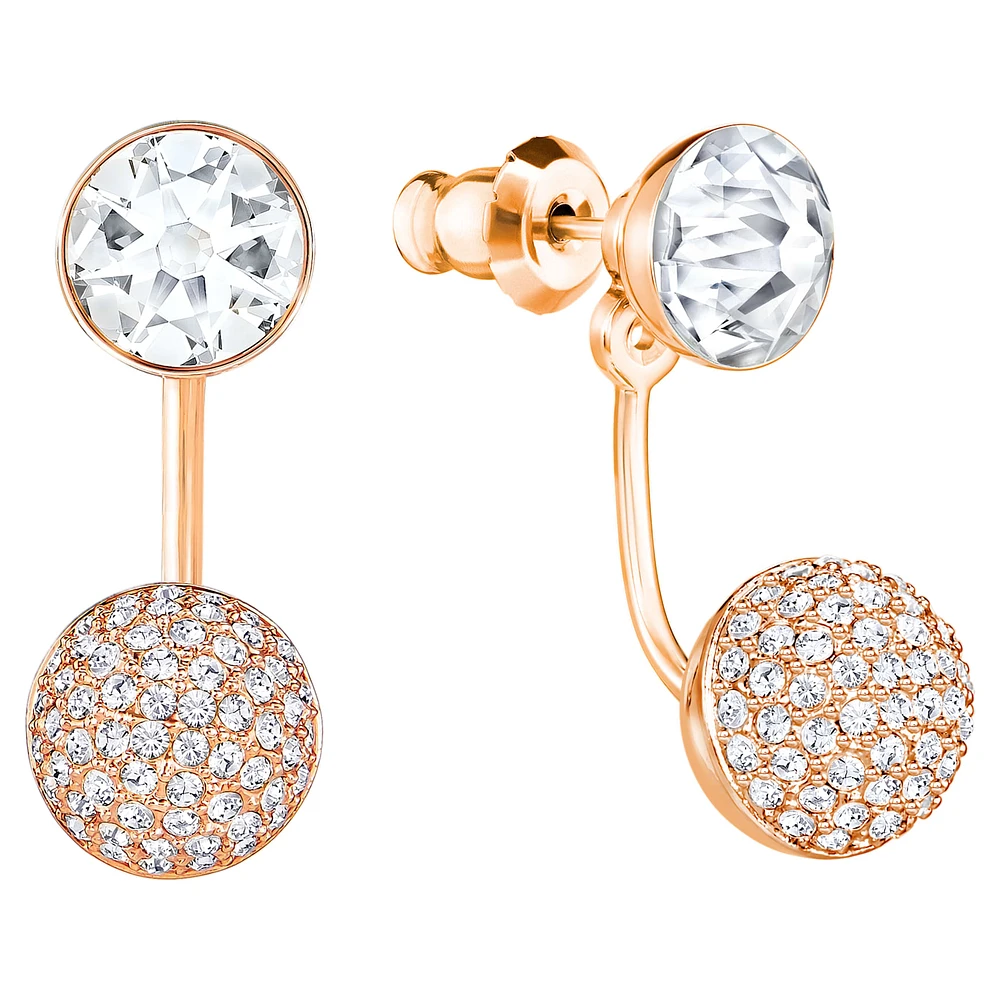 Forward earring jackets, Round cut, White, Rose gold-tone plated by SWAROVSKI