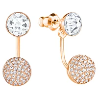 Forward earring jackets, Round cut, White, Rose gold-tone plated by SWAROVSKI