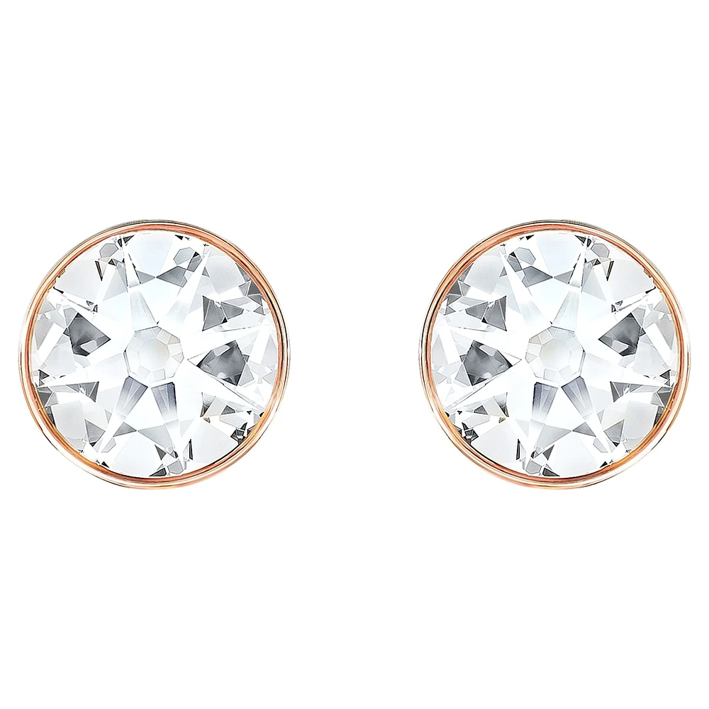 Forward earring jackets, Round cut, White, Rose gold-tone plated by SWAROVSKI