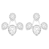 Latisha earring jackets, Pear cut, White, Rhodium plated by SWAROVSKI