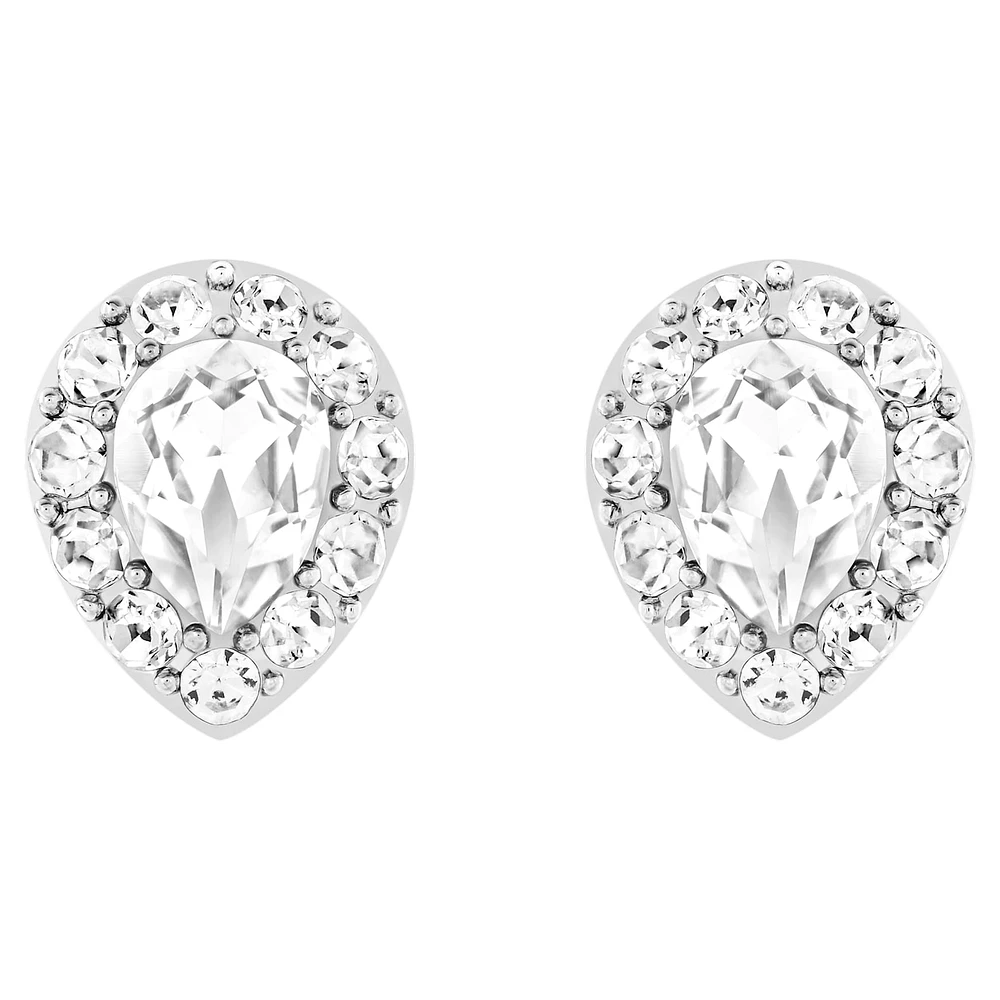Latisha earring jackets, Pear cut, White, Rhodium plated by SWAROVSKI