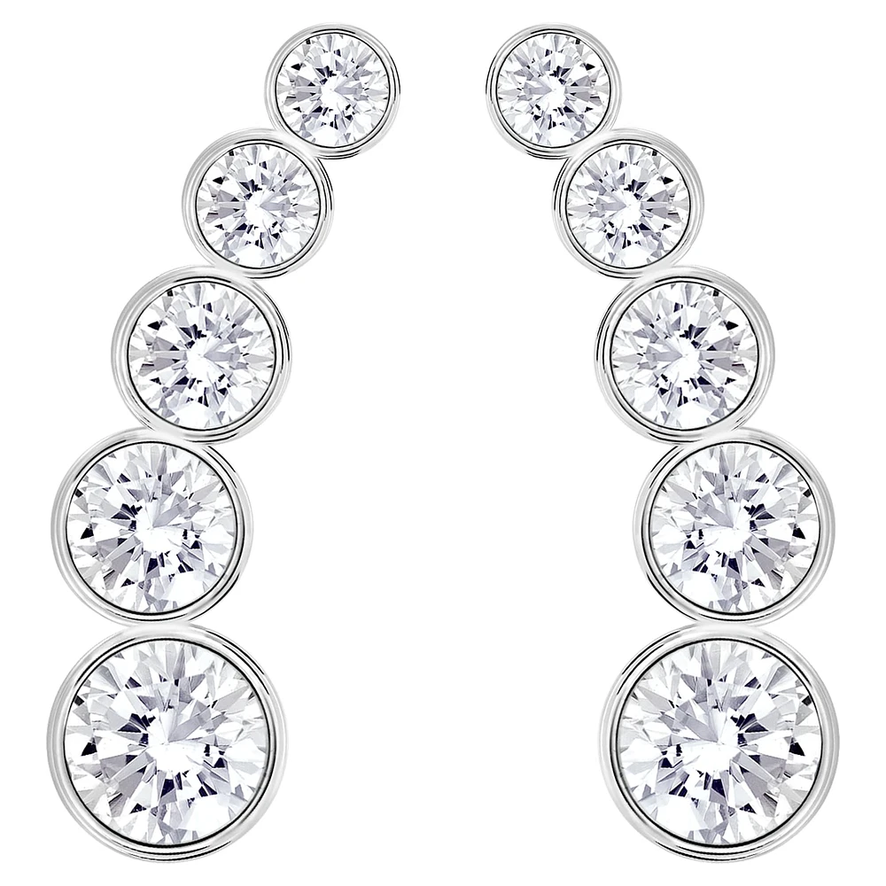 Harley ear cuffs, Round cut, White, Rhodium plated by SWAROVSKI