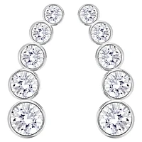 Harley ear cuffs, Round cut, White, Rhodium plated by SWAROVSKI