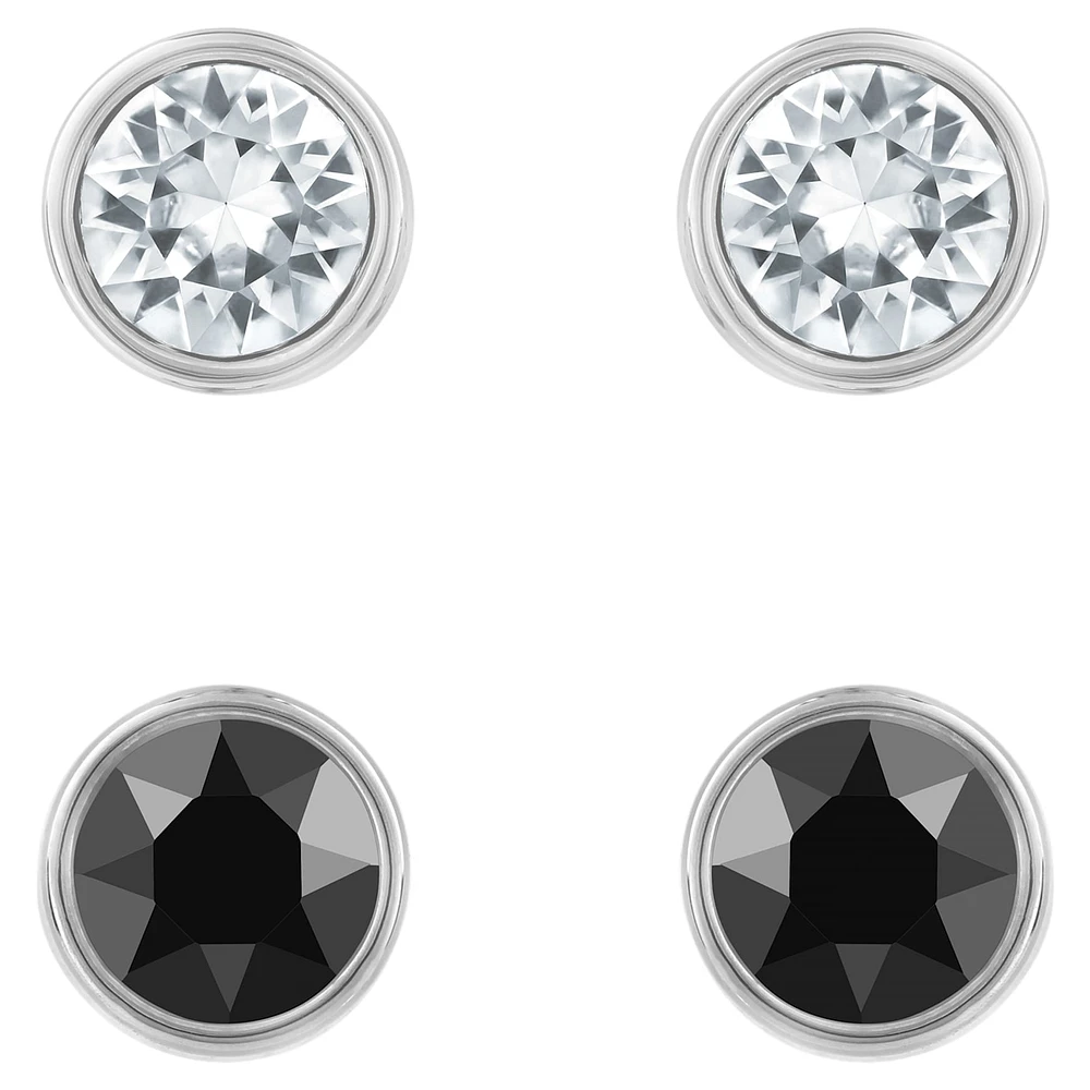Harley stud earrings, Set (2), Round cut, Black, Mixed metal finish by SWAROVSKI