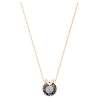 Bella V pendant, Round cut, Grey, Rose gold-tone plated by SWAROVSKI