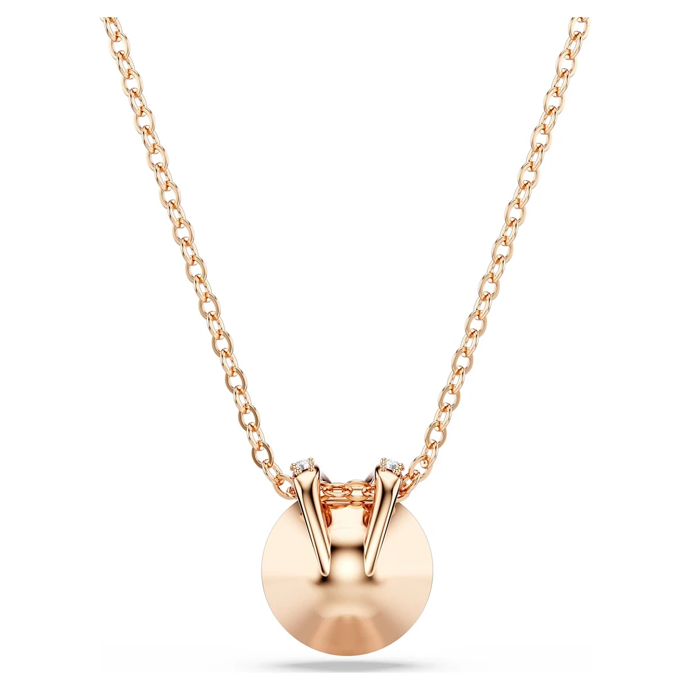 Bella V pendant, Round cut, Grey, Rose gold-tone plated by SWAROVSKI