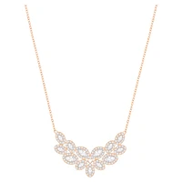 Baron necklace, Leaf, White, Rose gold-tone plated by SWAROVSKI