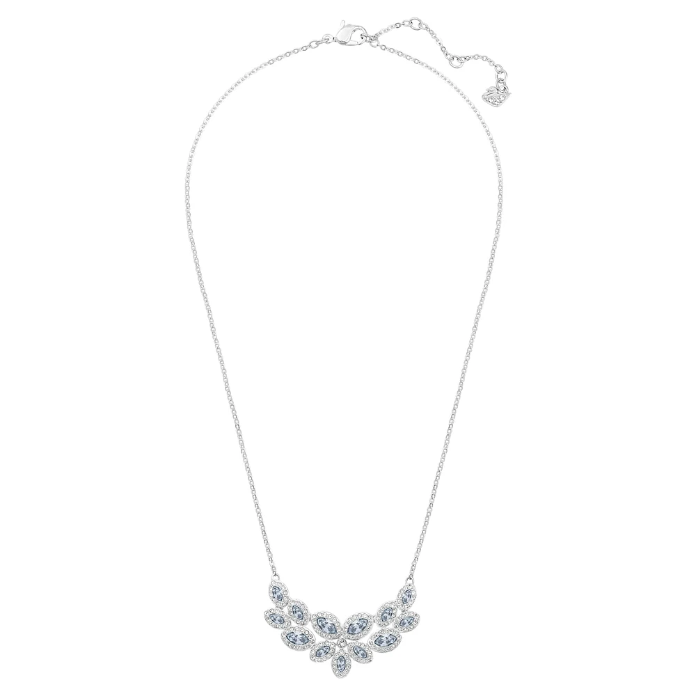 Baron necklace, Leaf, Grey, Rhodium plated by SWAROVSKI