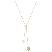 Forward Y necklace, White, Rose gold-tone plated by SWAROVSKI
