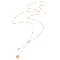 Forward Y necklace, White, Rose gold-tone plated by SWAROVSKI
