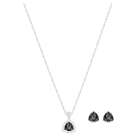Begin set, Trilliant cut, Black, Rhodium plated by SWAROVSKI