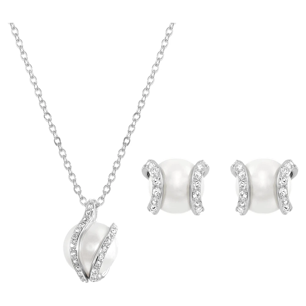 Nude set, White, Rhodium plated by SWAROVSKI