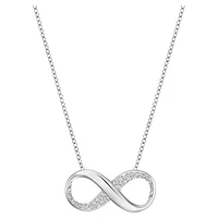 Exist pendant, Infinity, White, Rhodium plated by SWAROVSKI