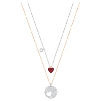 Crystal Wishes pendant, Set (2), Heart, Red, Mixed metal finish by SWAROVSKI