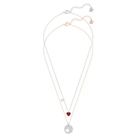 Crystal Wishes pendant, Set (2), Heart, Red, Mixed metal finish by SWAROVSKI