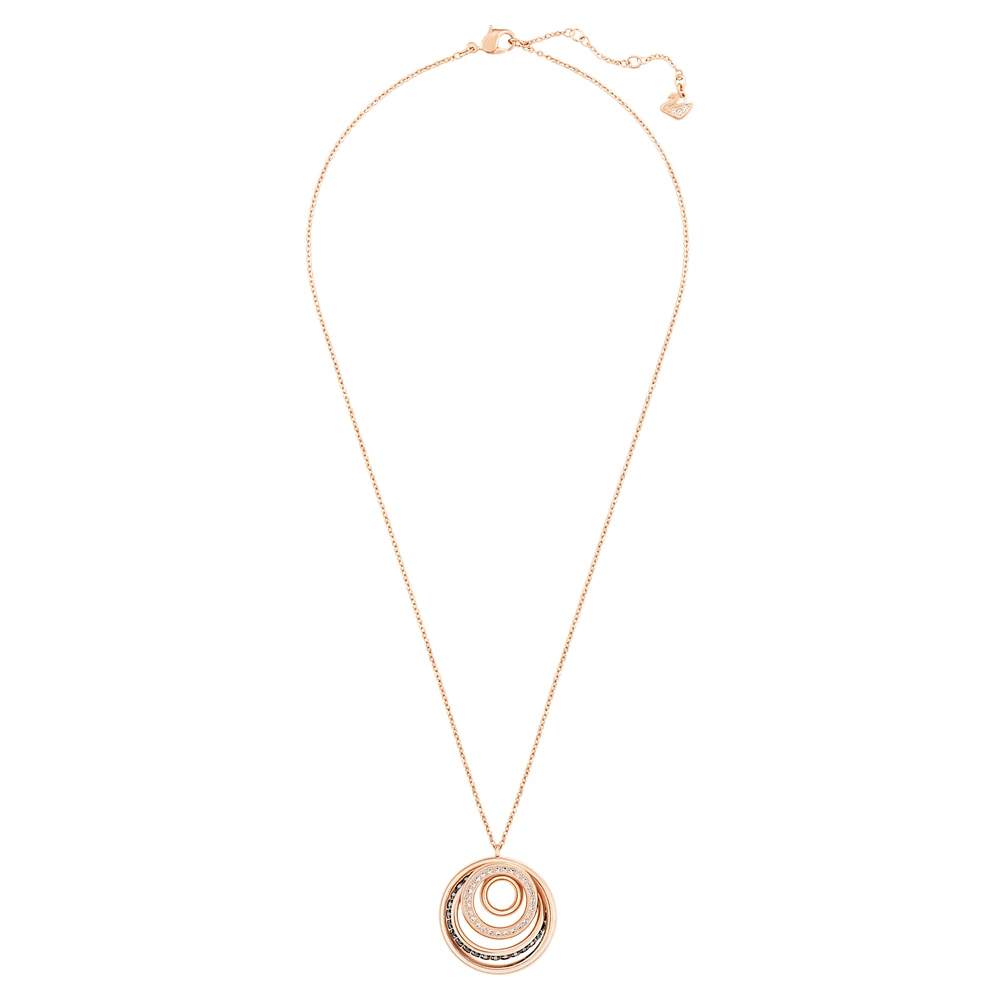 Dynamic pendant, Round shape, Grey, Rose gold-tone plated by SWAROVSKI