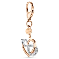 Infinite bag charm, Infinity and heart, White, Mixed metal finish by SWAROVSKI