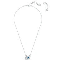 Dancing Swan necklace, Swan, Blue, Rhodium plated by SWAROVSKI