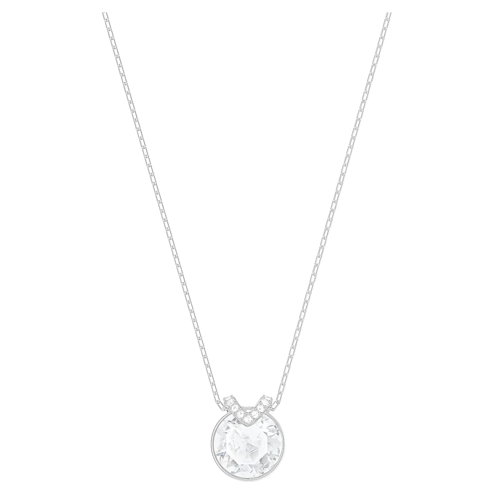Bella V pendant, Round cut, White, Rhodium plated by SWAROVSKI