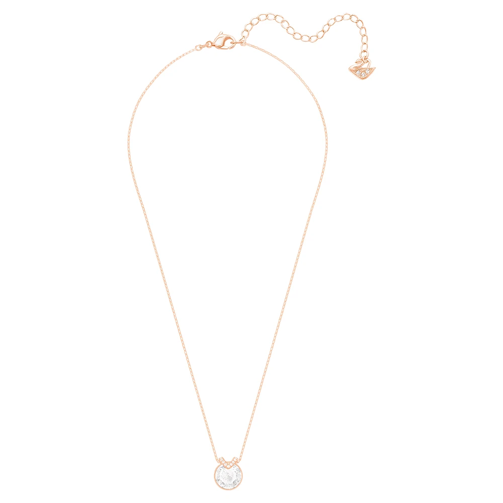 Bella V pendant, Round cut, White, Rose gold-tone plated by SWAROVSKI
