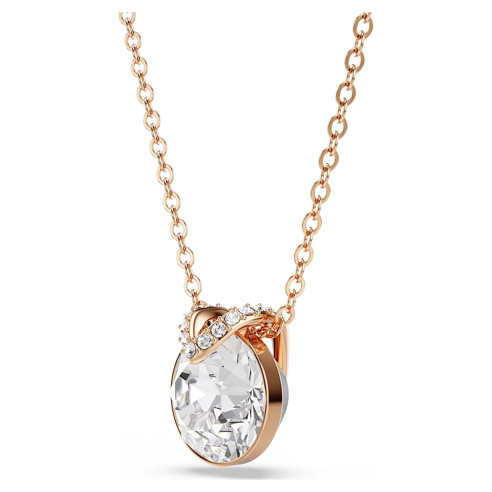 Bella V pendant, Round cut, White, Rose gold-tone plated by SWAROVSKI
