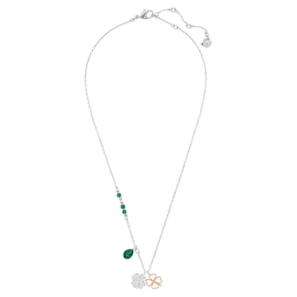 Symbolica pendant, Clover, Green, Mixed metal finish by SWAROVSKI