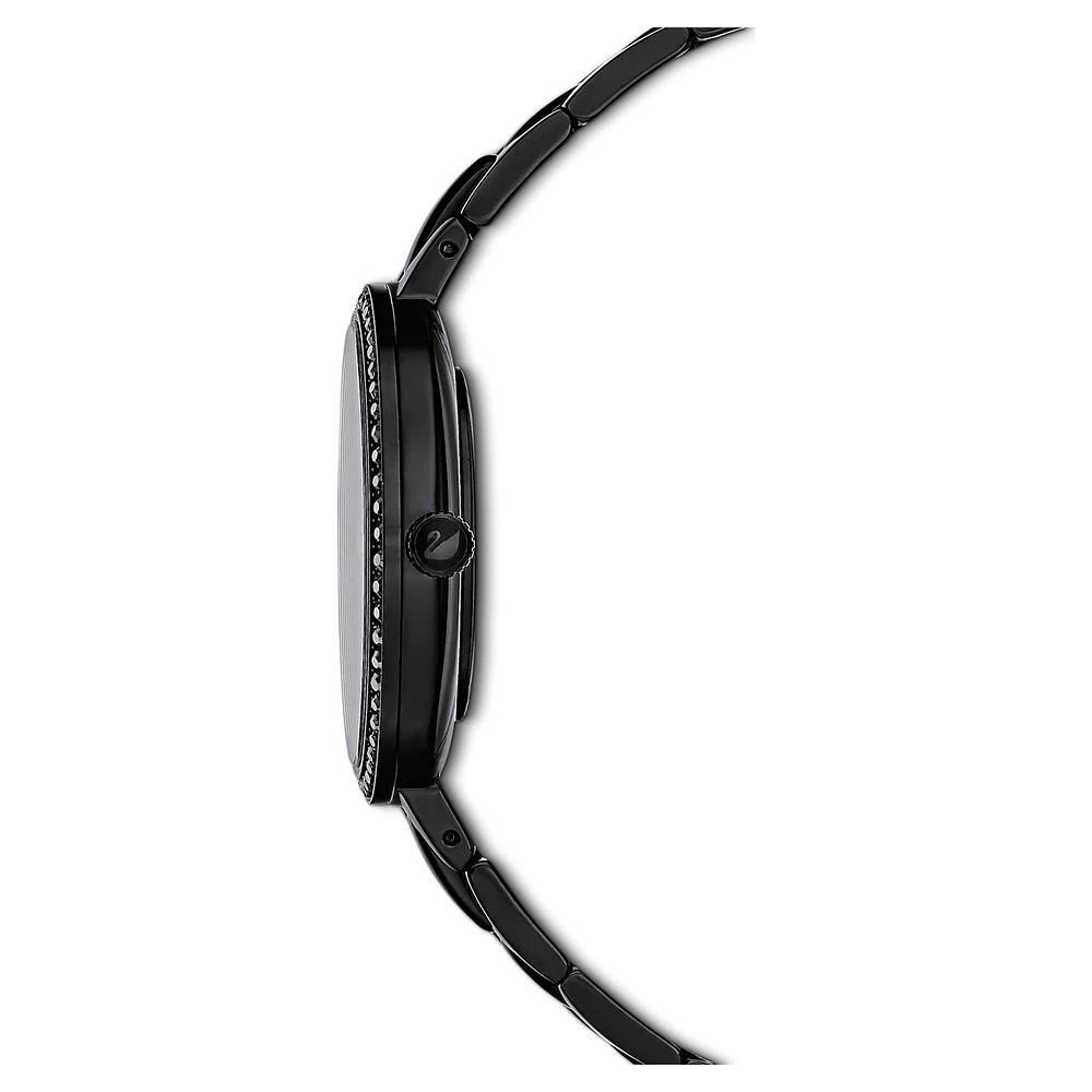 Cosmopolitan watch, Swiss Made, Metal bracelet, Black, Black finish by SWAROVSKI