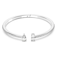 Mesmera Attract cuff, Mixed cuts, White, Rhodium plated by SWAROVSKI
