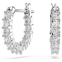 Vittore hoop earrings, Round cut, White, Rhodium plated by SWAROVSKI