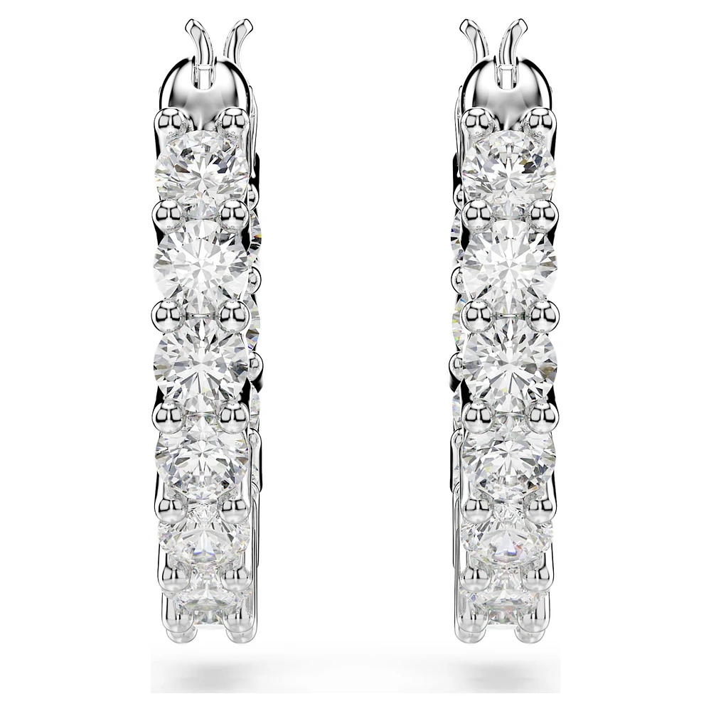 Vittore hoop earrings, Round cut, White, Rhodium plated by SWAROVSKI