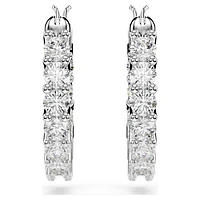 Vittore hoop earrings, Round cut, White, Rhodium plated by SWAROVSKI