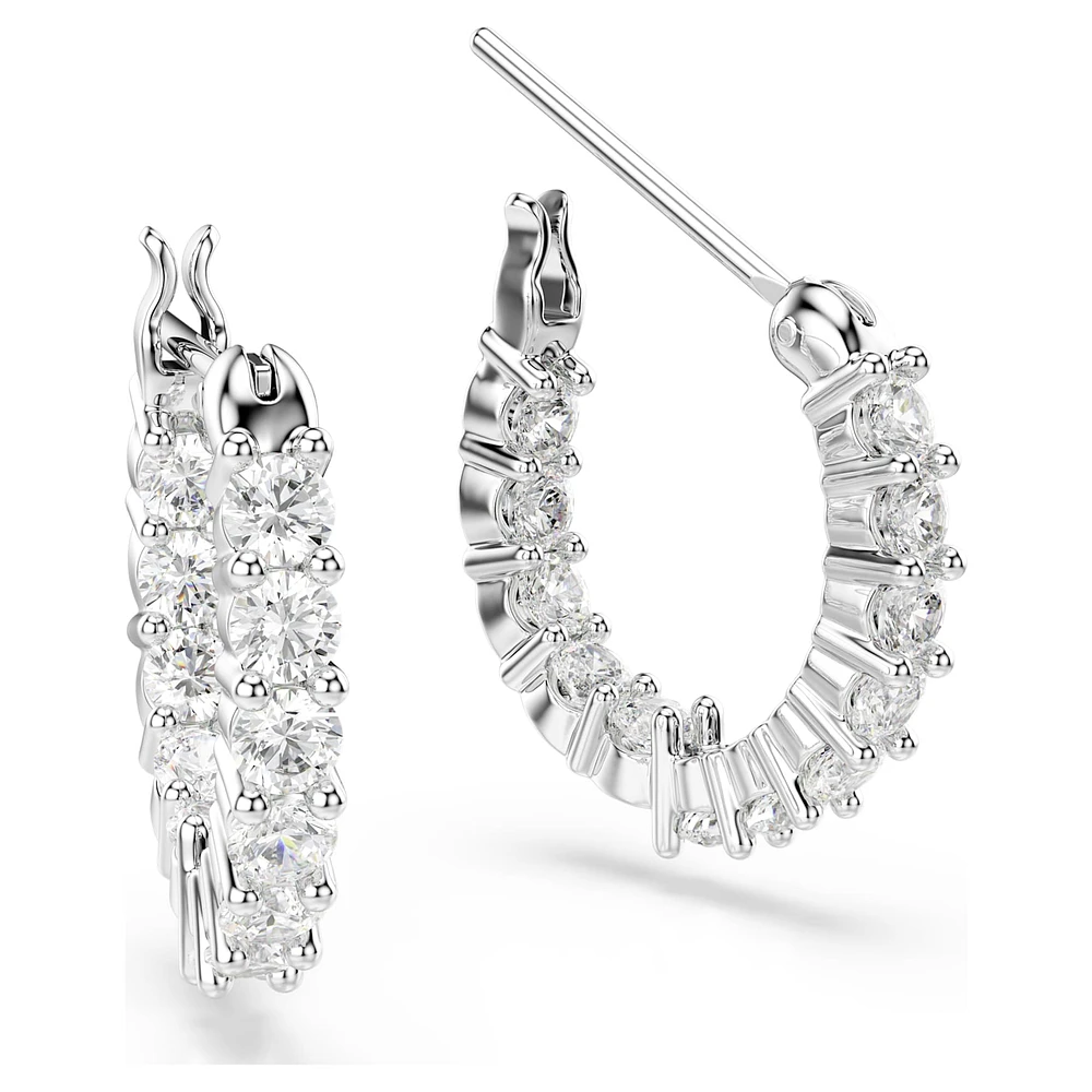 Vittore hoop earrings, Round cut, White, Rhodium plated by SWAROVSKI