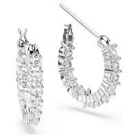 Vittore hoop earrings, Round cut, White, Rhodium plated by SWAROVSKI