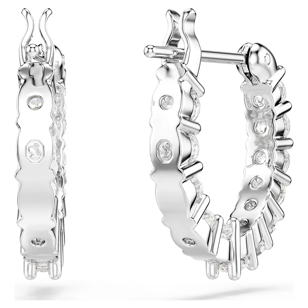 Vittore hoop earrings, Round cut, White, Rhodium plated by SWAROVSKI