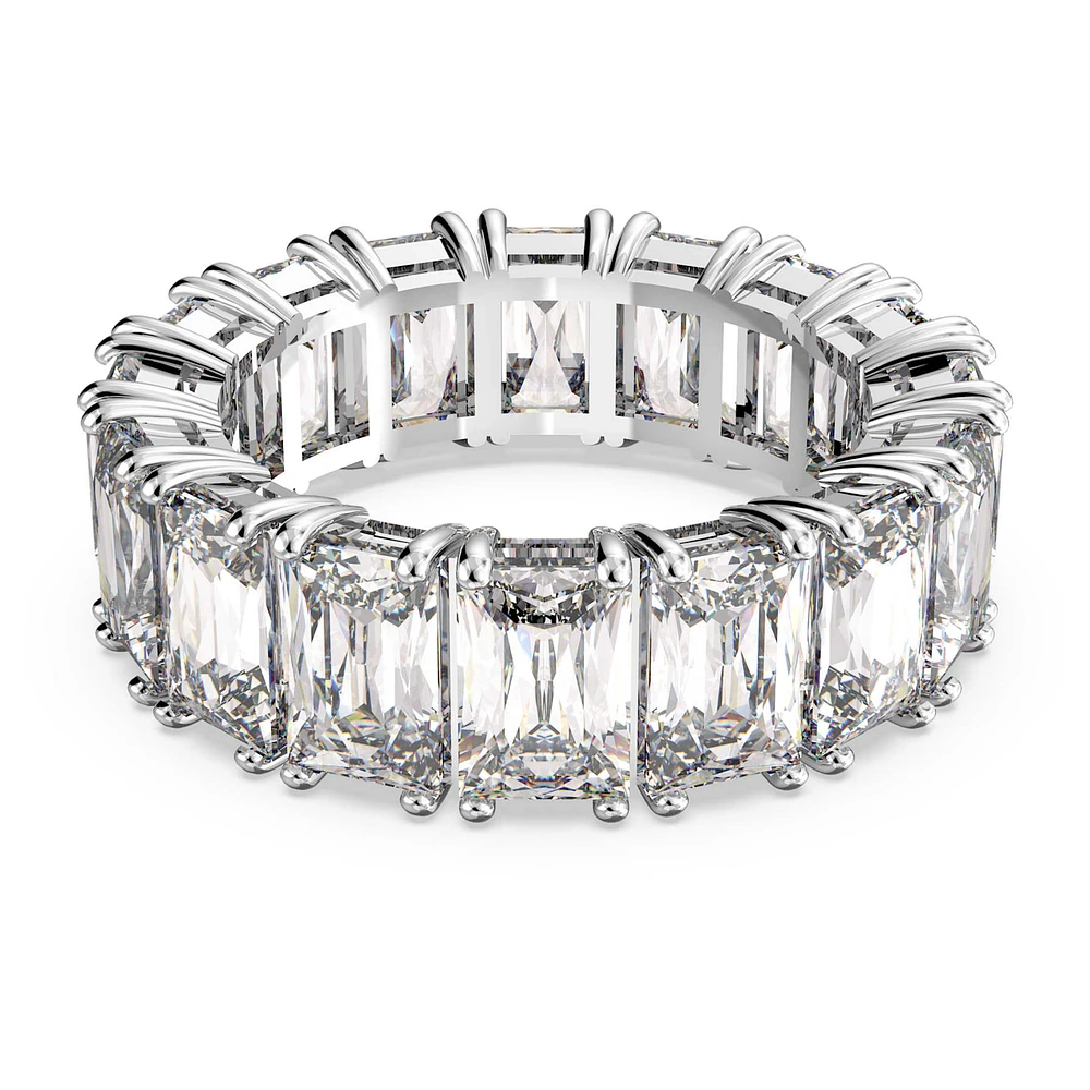 Vittore ring, Rectangular cut, White, Rhodium plated by SWAROVSKI