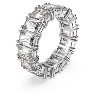 Vittore ring, Rectangular cut, White, Rhodium plated by SWAROVSKI