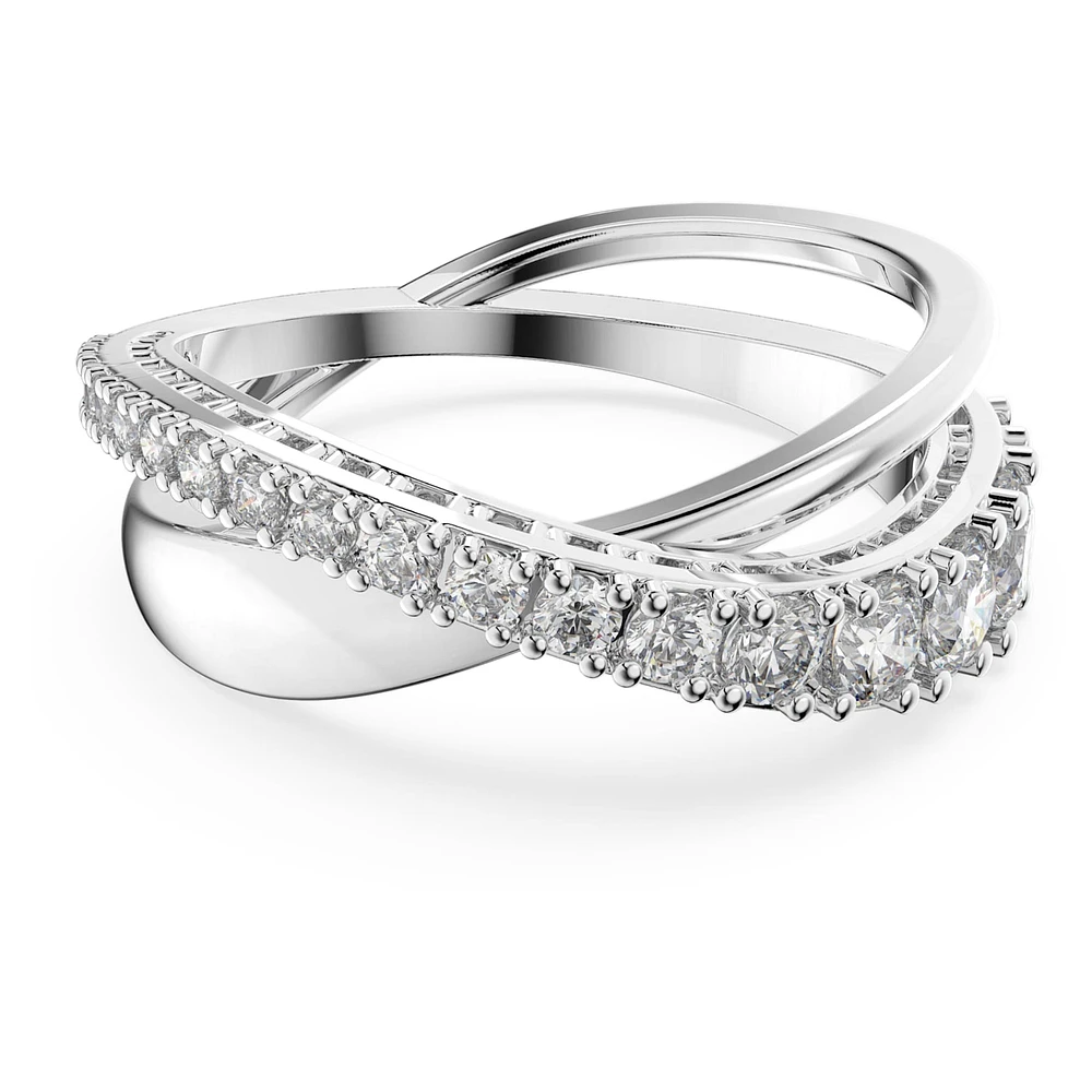 Twist ring, Round cut, White, Rhodium plated by SWAROVSKI