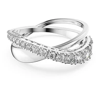 Twist ring, Round cut, White, Rhodium plated by SWAROVSKI