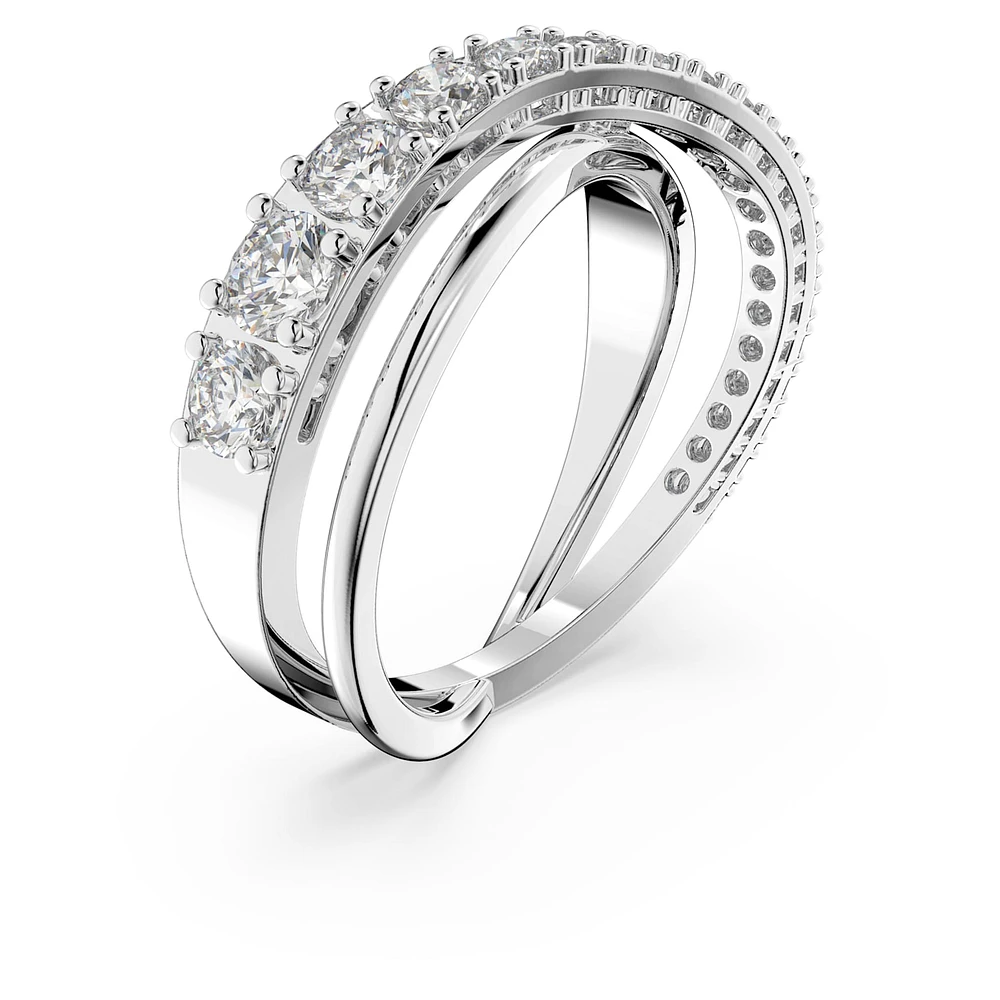 Twist ring, Round cut, White, Rhodium plated by SWAROVSKI