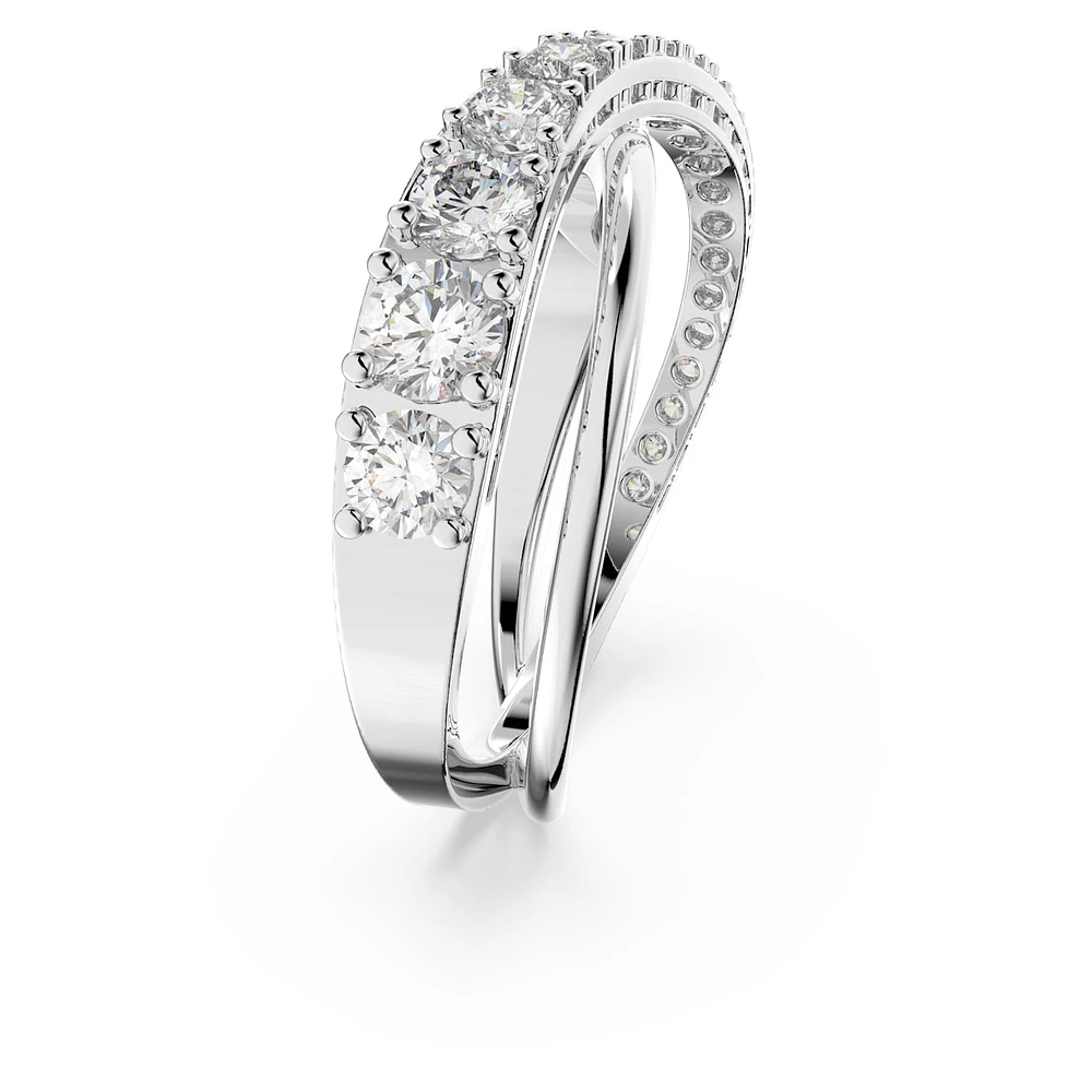 Twist ring, Round cut, White, Rhodium plated by SWAROVSKI